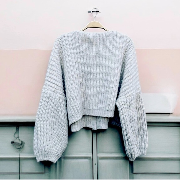 OAK + FORT Sweaters - OAK + FORT light grey boxy chunky oversized cropped sweater womens size large